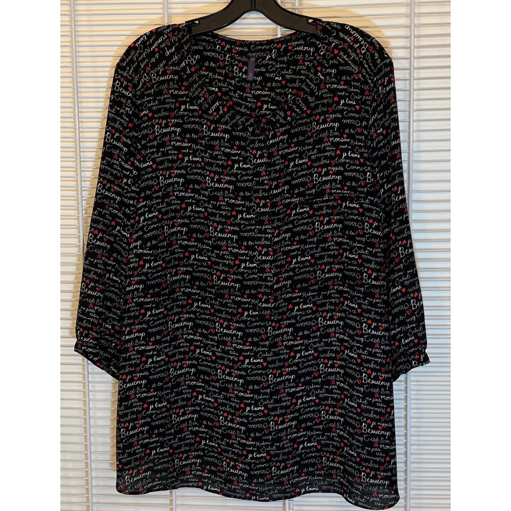 NYDJ Je T'aime Birkin Inspired Top, Size 2X, Like New